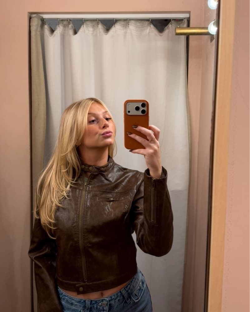 Edgy Leather Jacket with Chic Accents - Image 1