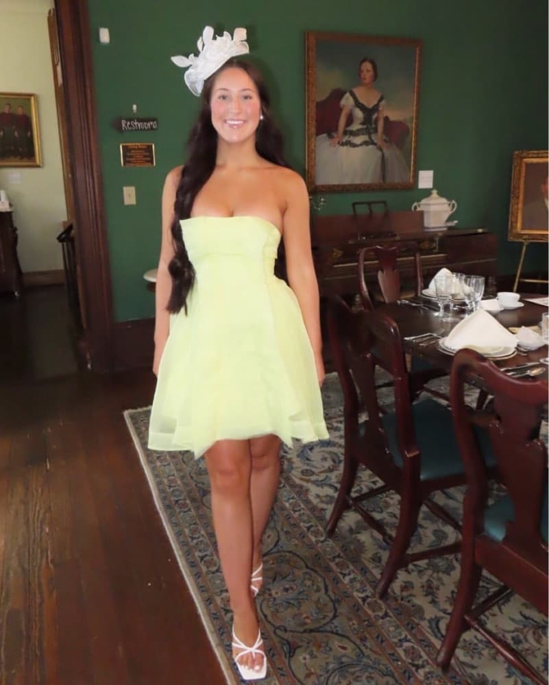 Aje Astrid Strapless Mini Dress Soft Lem - Image 4