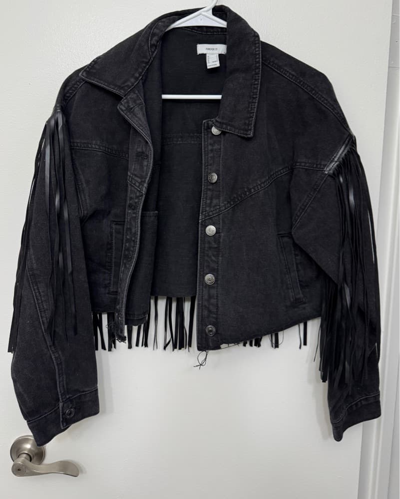 Stylish Fringe Denim Jacket - Image 1