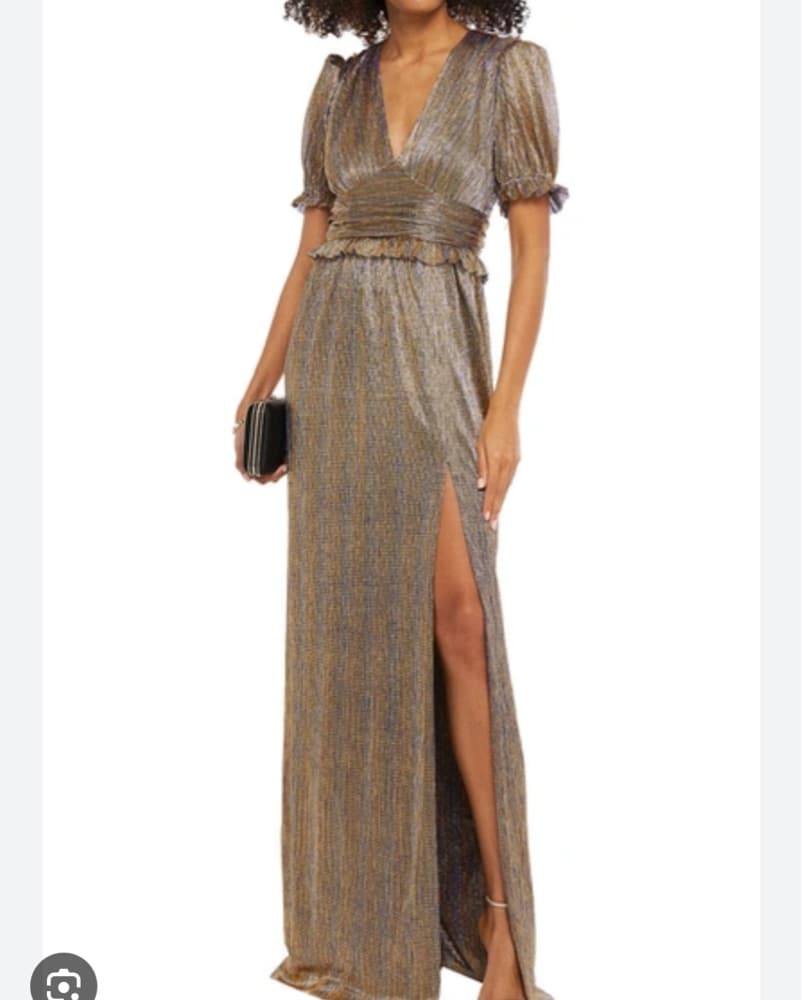 Shimmering Gold Metallic Maxi Dress - Image 3