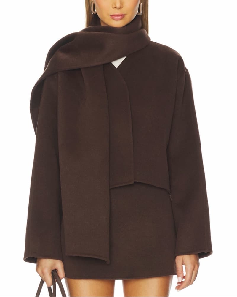 L'Academie Chocolate Brown Scarf Jacket - Image 2