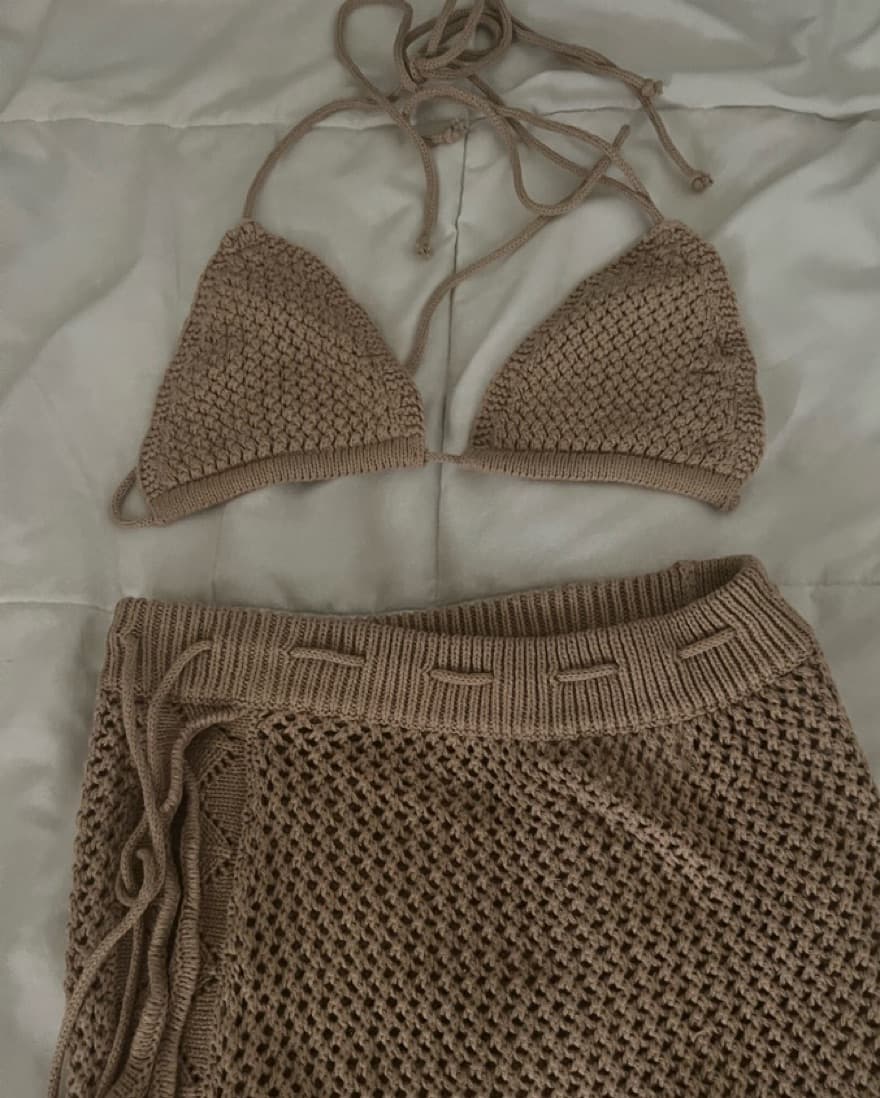 Monae Crochet Skirt Set in Nude - Image 6