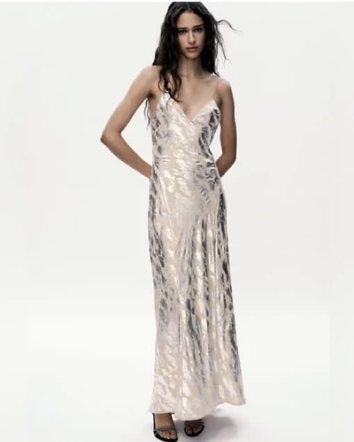 Zara Metalic Open Back Dress - Image 1