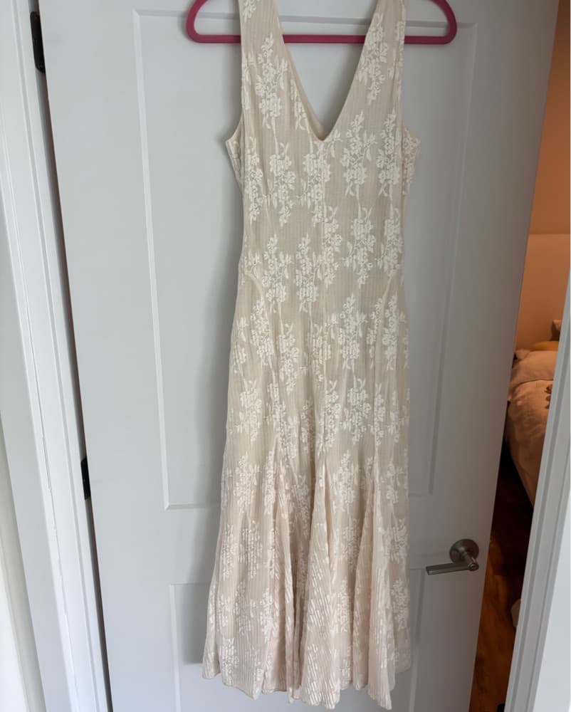 Elegant Floral Lace Midi Dress - Image 1