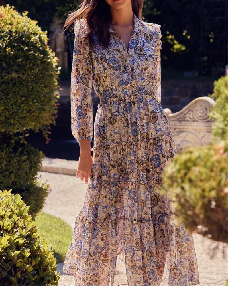 Semi-sheer Floral Maxi Dress - Image 1