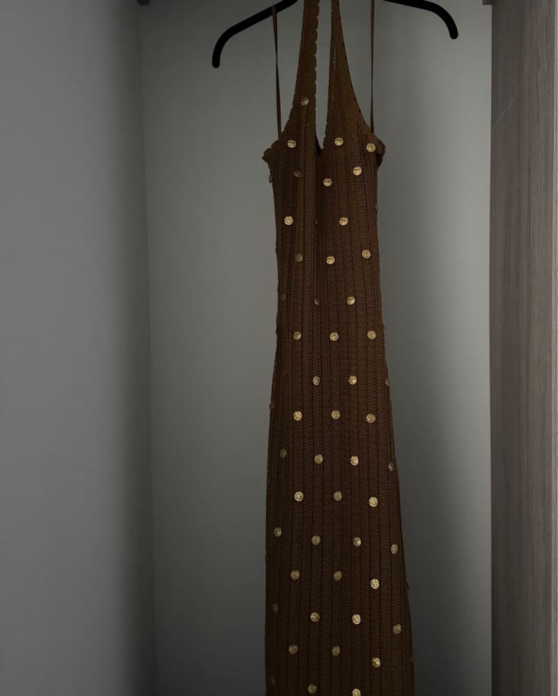 Gold Sandro Maxi Knit Dress With Fringes - Image 3