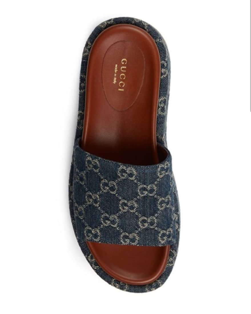 Gucci Denim Printed Slides - Image 3