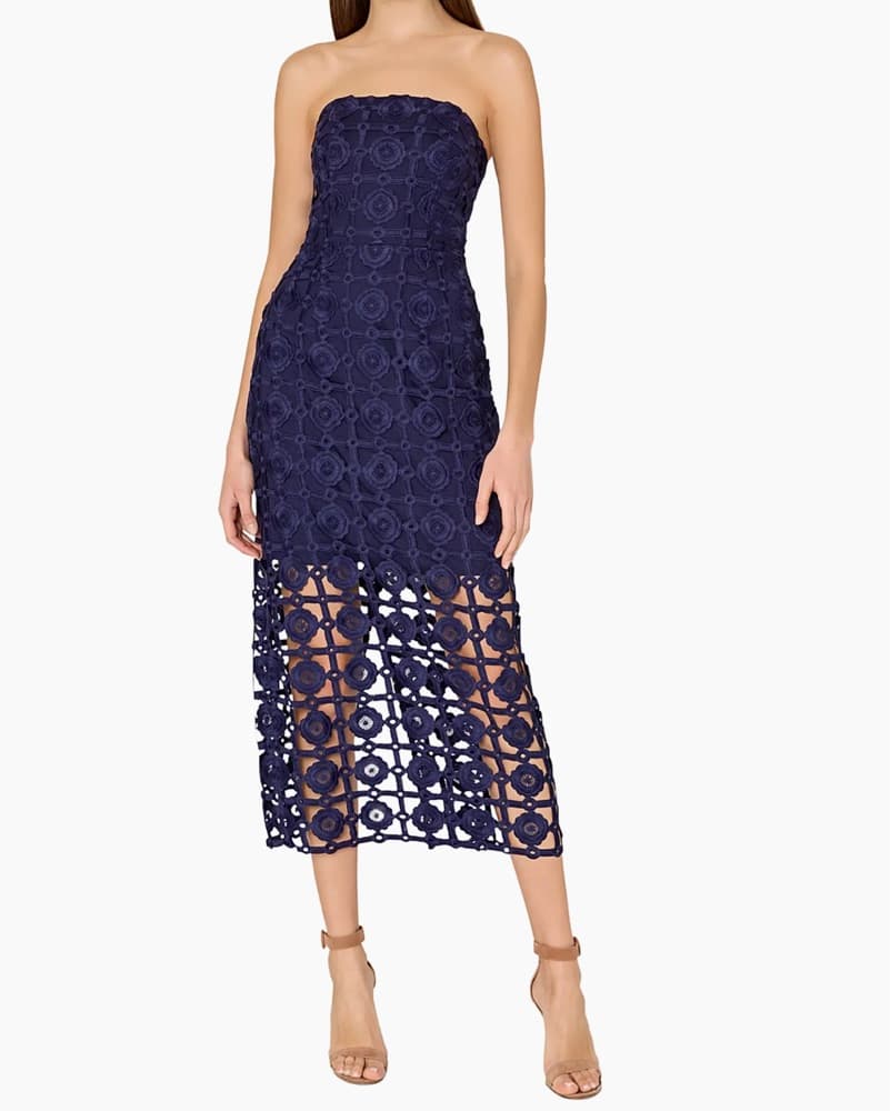 Milly Navy Blue Lace Midi Dress - Image 1