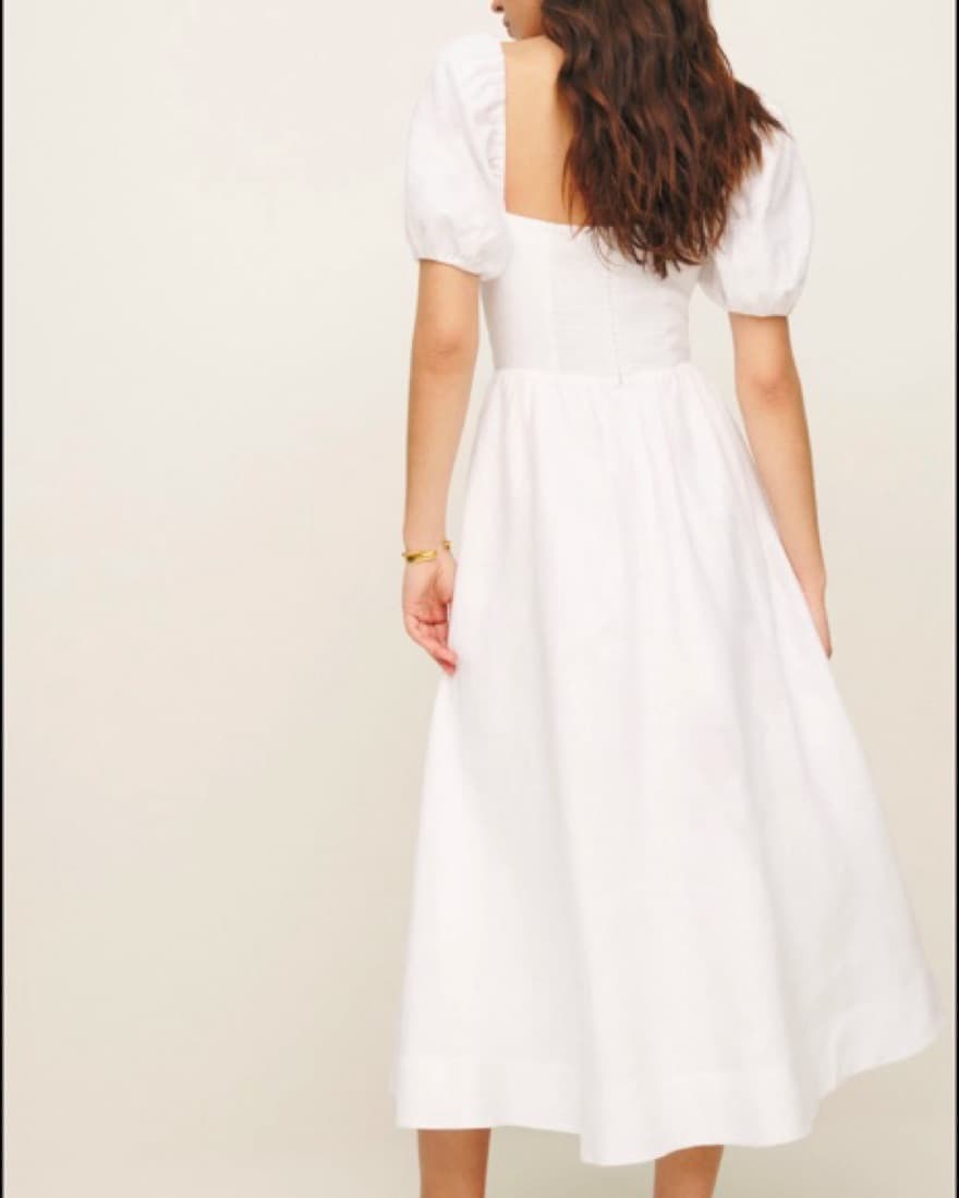White Reformation Marella Linen Dress - Image 2