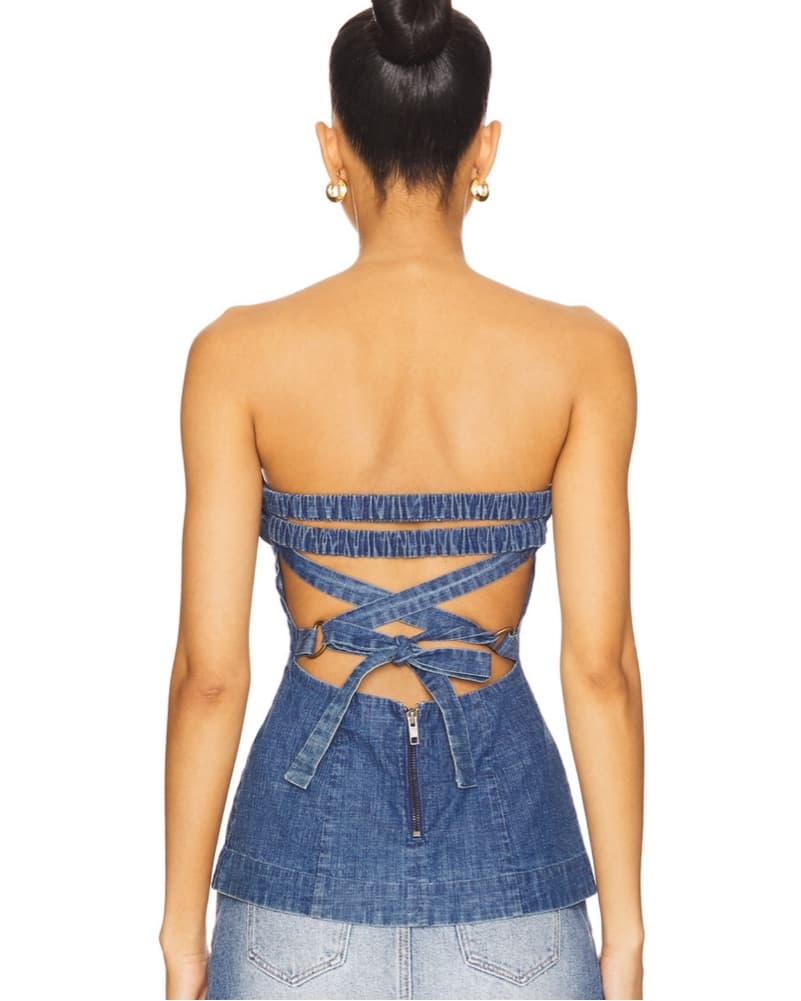 Chic Denim Zip-Back Bodysuit - Image 2