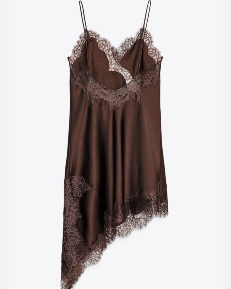 Asymmetrical Lace Trimmed Slip Dress - Image 4