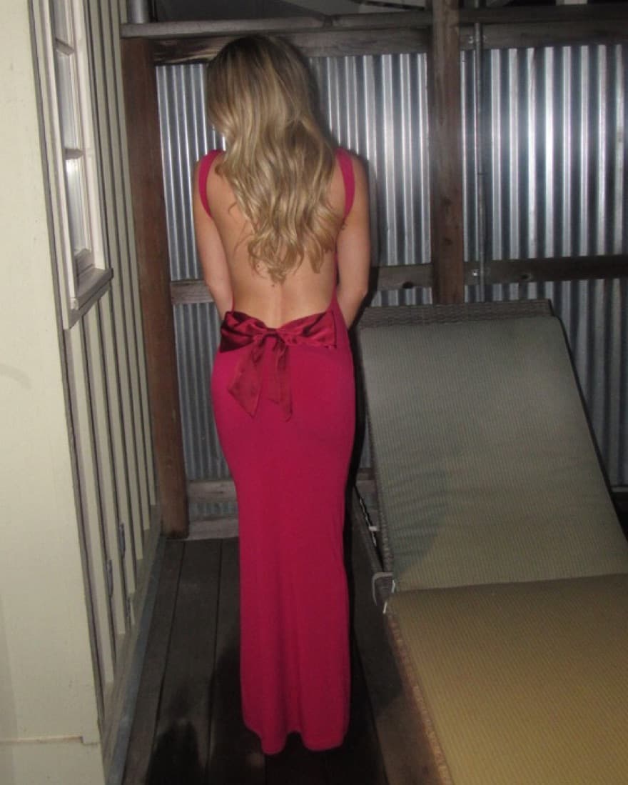 Burgendy or Black Maxi Bow Dress - Image 3