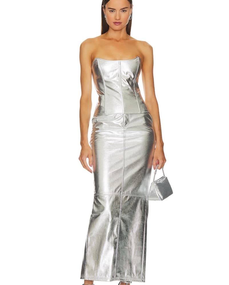 Silver Faux Leather Corset - Image 1
