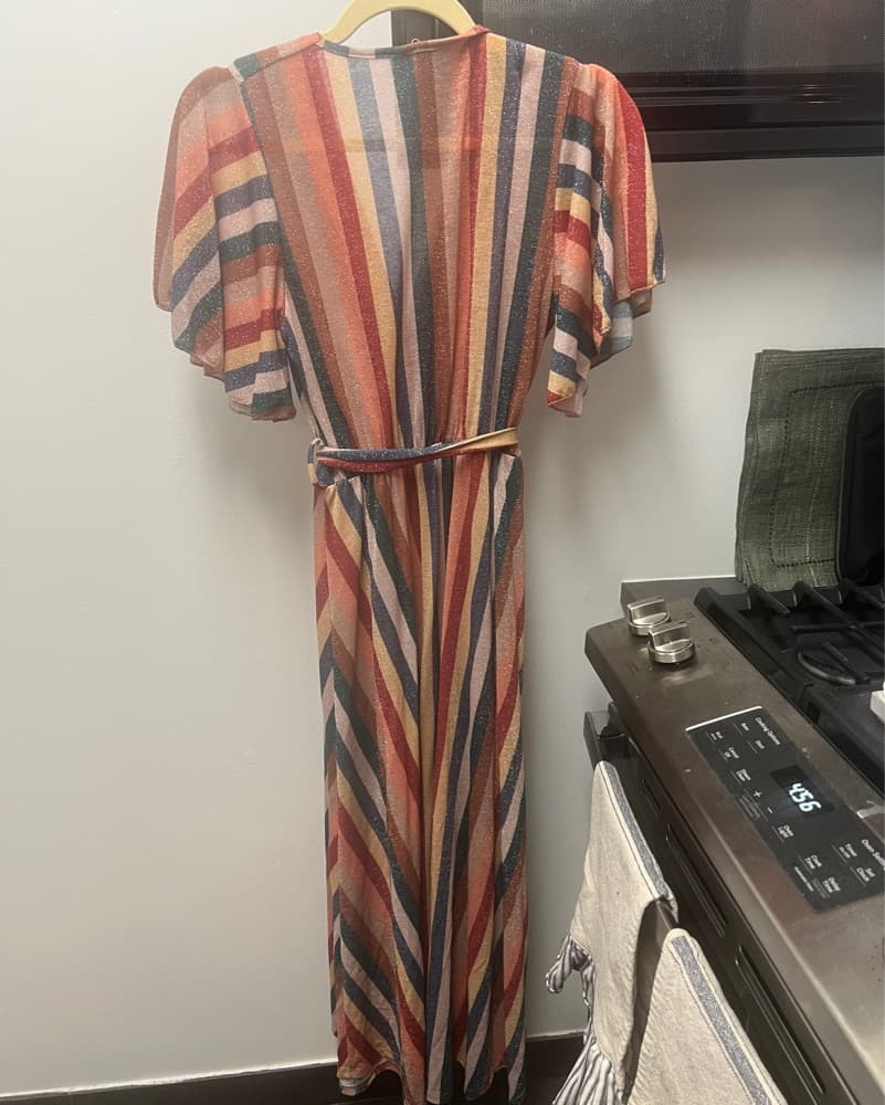 Senes Multicolor Striped Metallic Dress  - Image 2