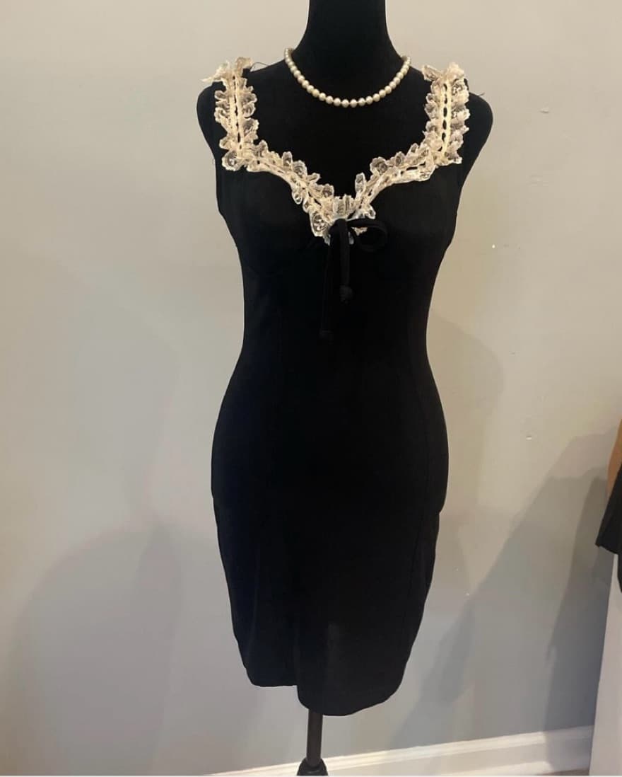 Vintage Black And White Lace Dress  - Image 1