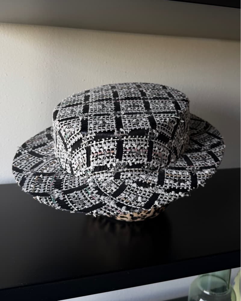 Rare Chanel Tweed Boater Hat Derby Hat - Image 1