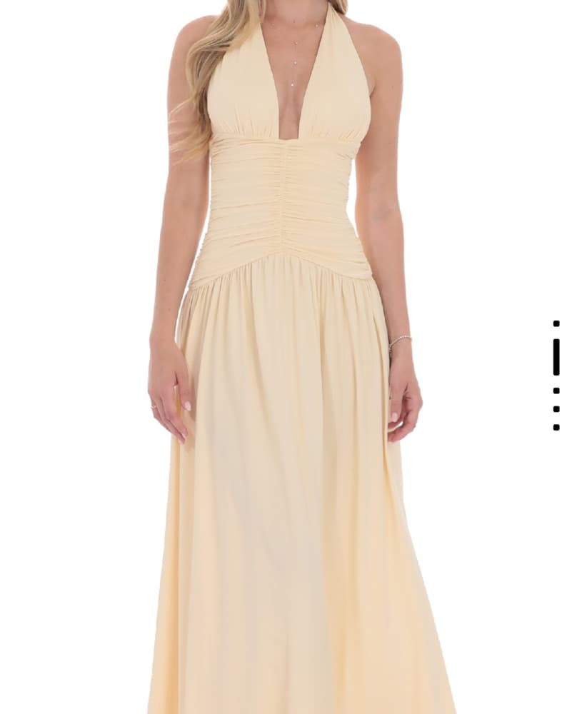 Halter Ruched Cinched Maxi Dress - Image 3