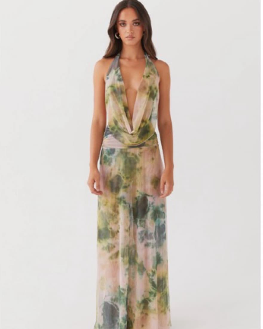 Mesh Halter Maxi Dress - Image 1