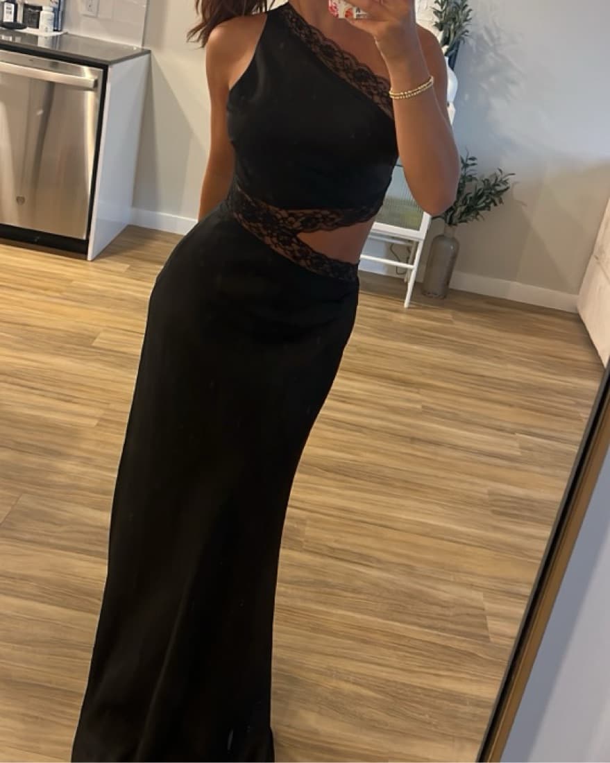 Misha Sleek Black Lace Dress - Image 1