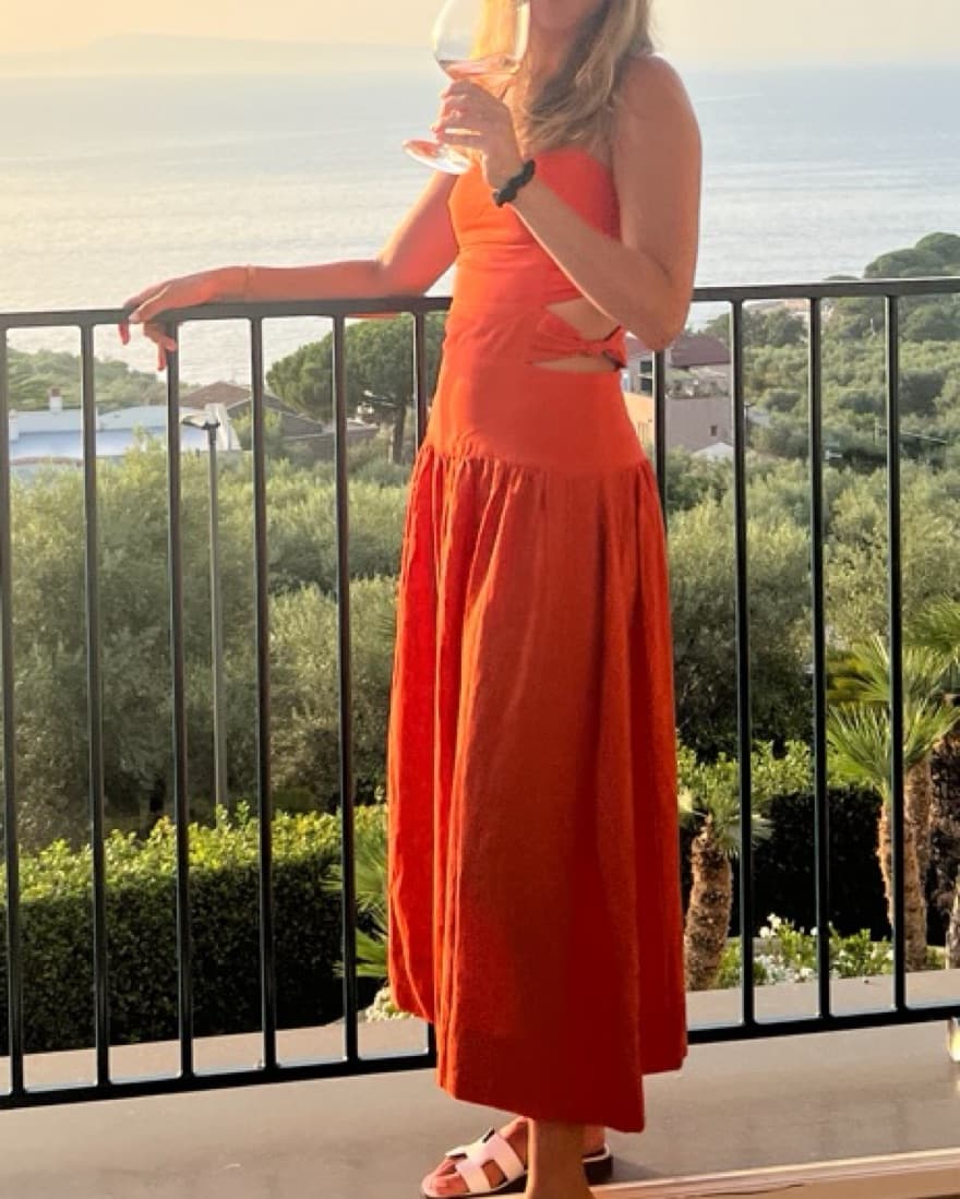 Farm Rio Orange Cutout midi Dress - Image 2