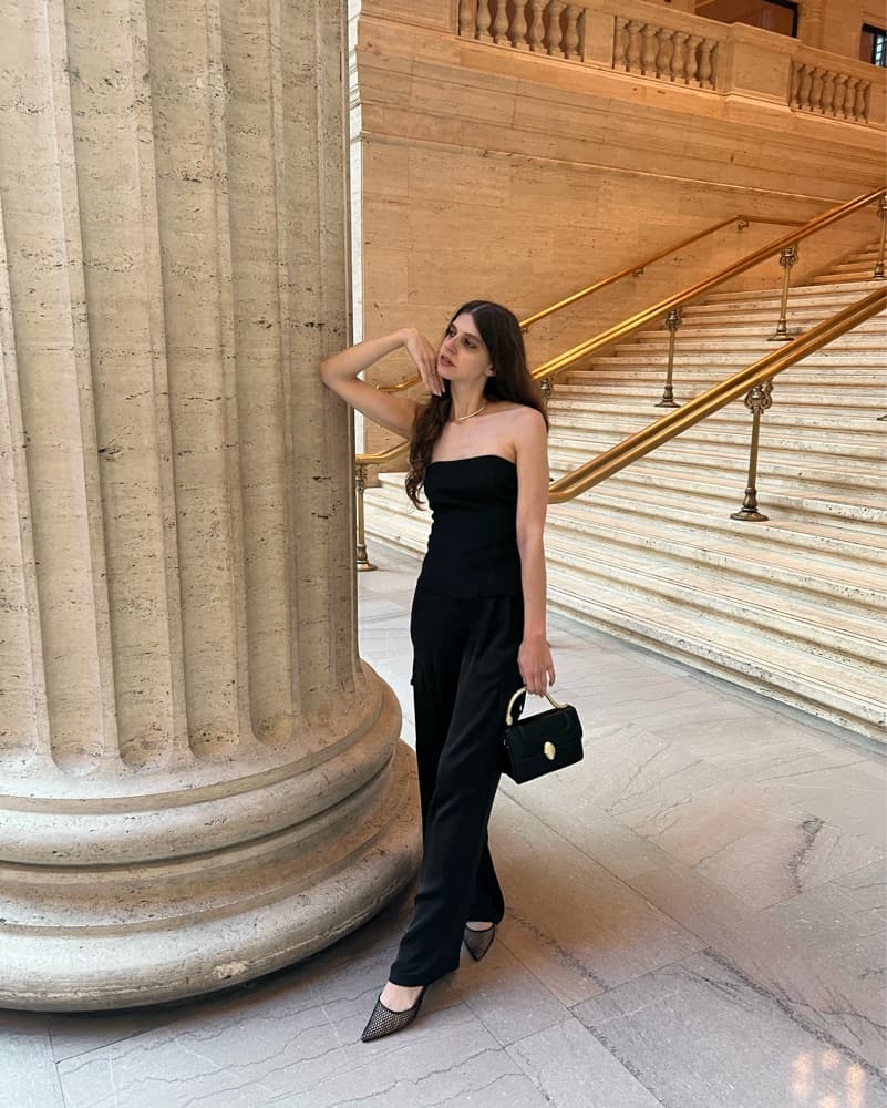 Striking Black Jumpsuit with Statement Silhouette - Image 1