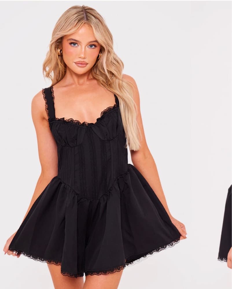 Elegant Black Lace Mini Dress - Image 1