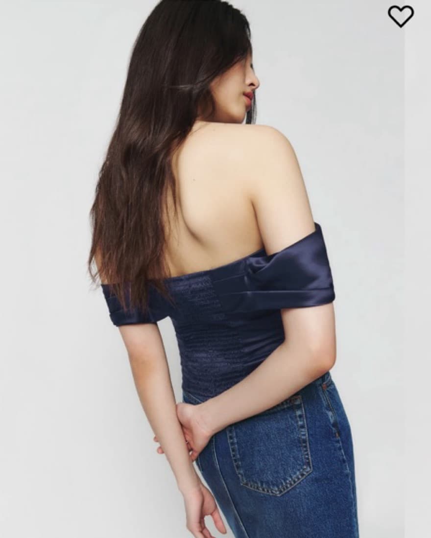 Reformation Navy Lux Silk Top - Image 3