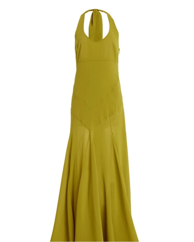 SIEDRES Chartreuse Dress With Scarf - Image 3