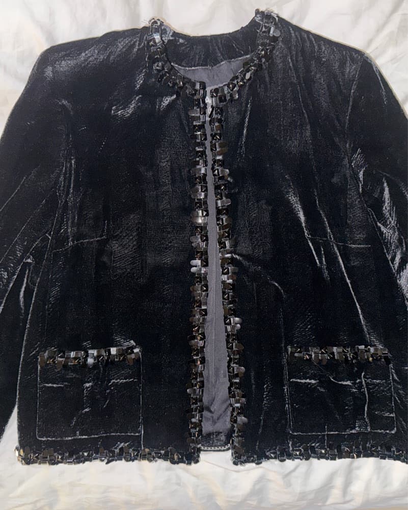 Chanel 2013 Black Sequin Velour Jacket - Image 4