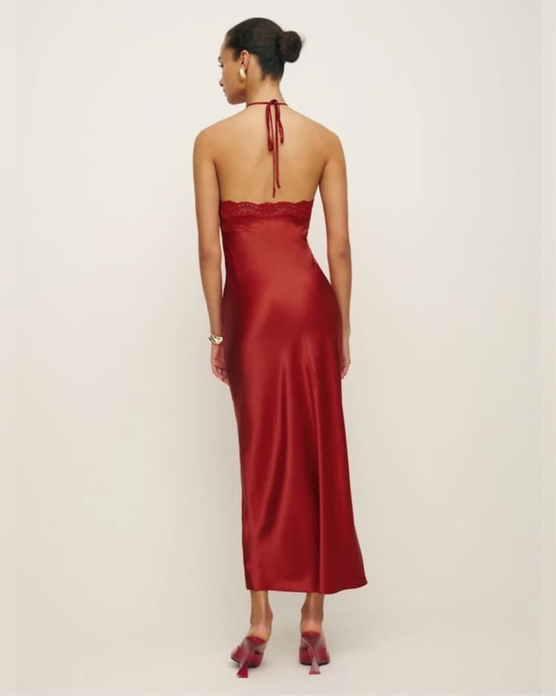 Reformation Red Silk Dress - Image 2