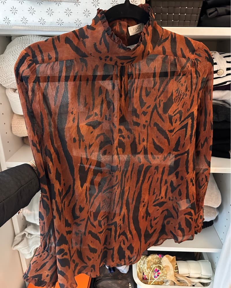 RIXO Victoria Silk Animal Print Top XS - Image 4