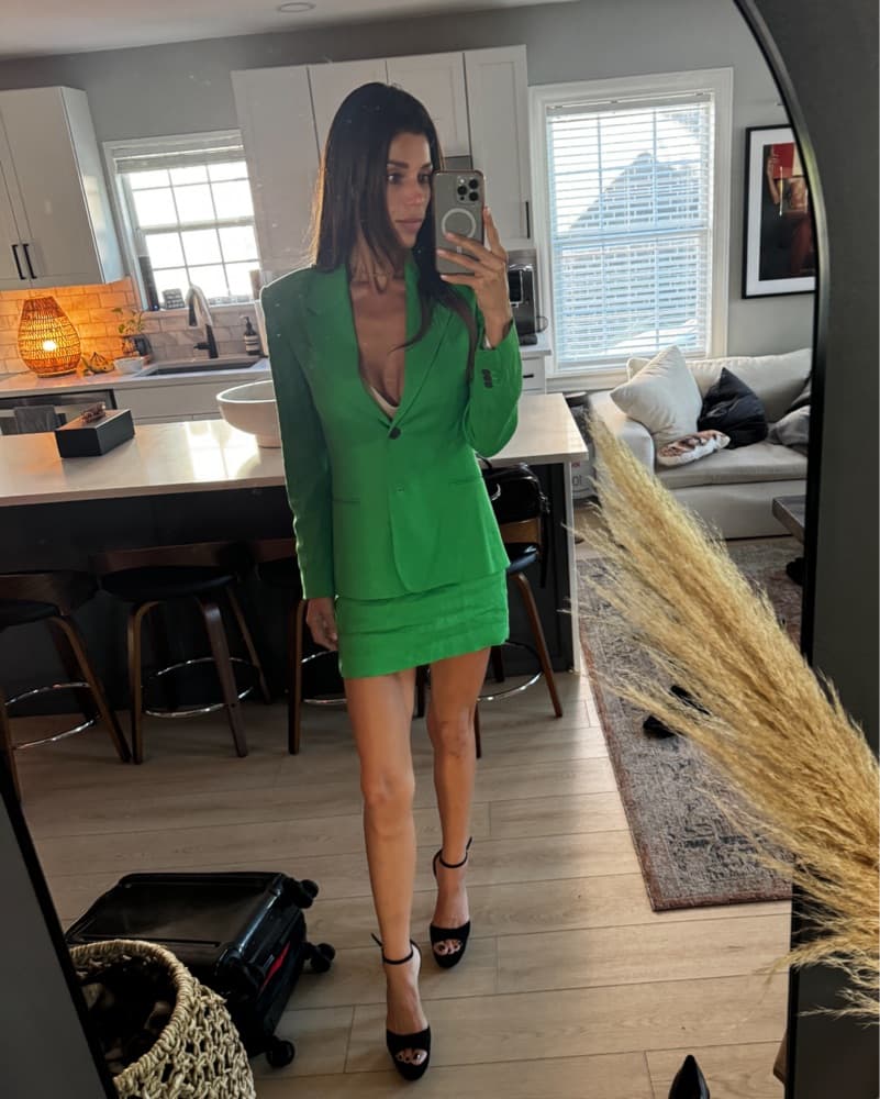 FRAME Green Linen Suit Skirt Set  - Image 3