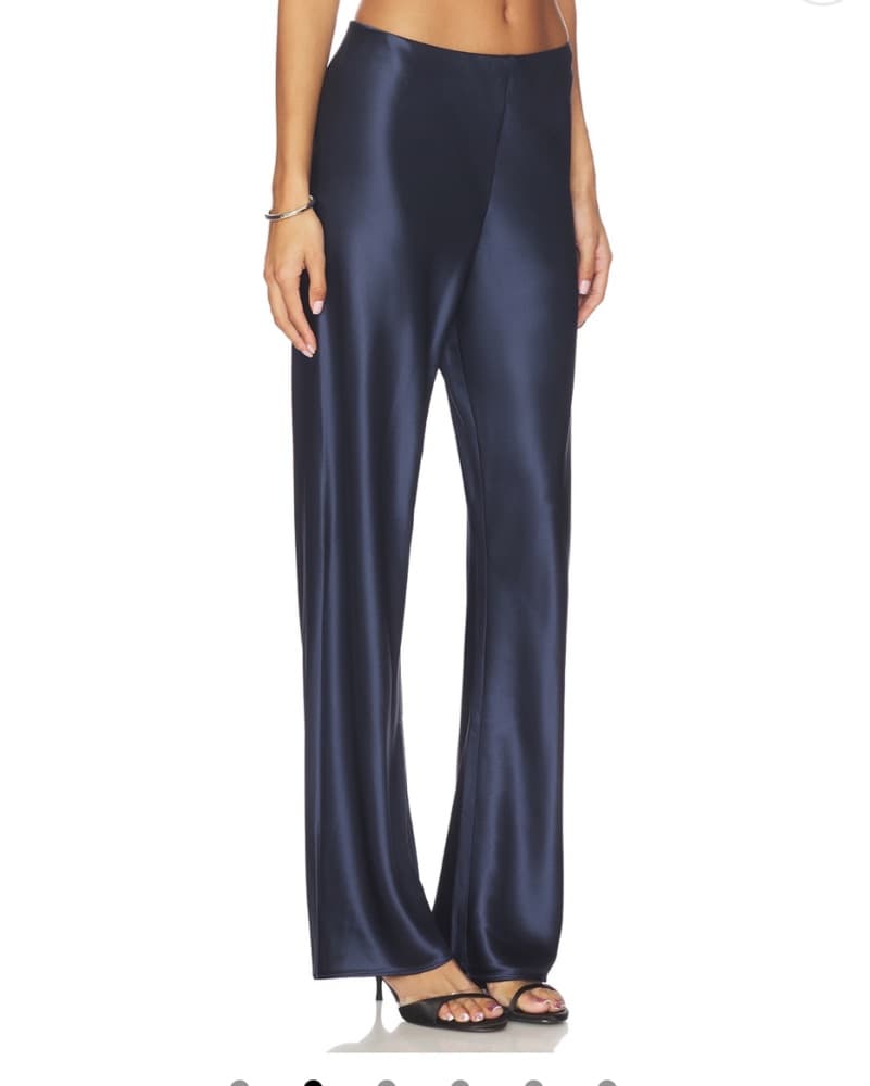 Sleek Navy Satin Bristol Pants - Image 1