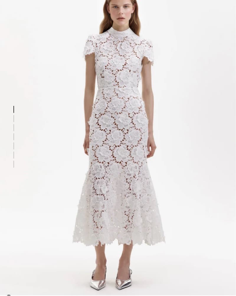 White Lace Self-Portrait Dress - Image 5