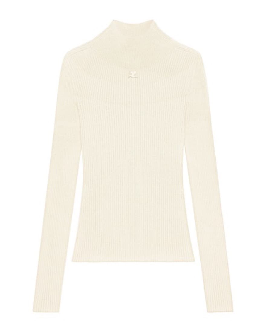 Courreges Ribbed Cream Sweater - Image 2