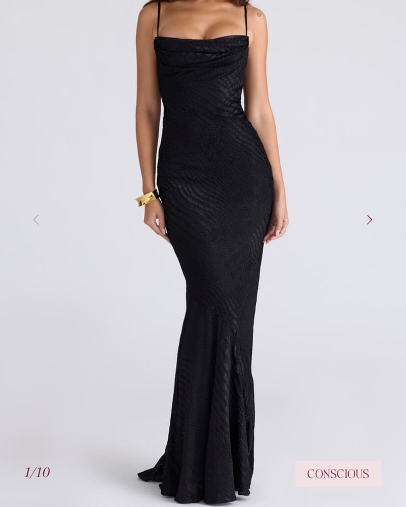 House Of Cb Black Satin Maxi Gown - Image 1