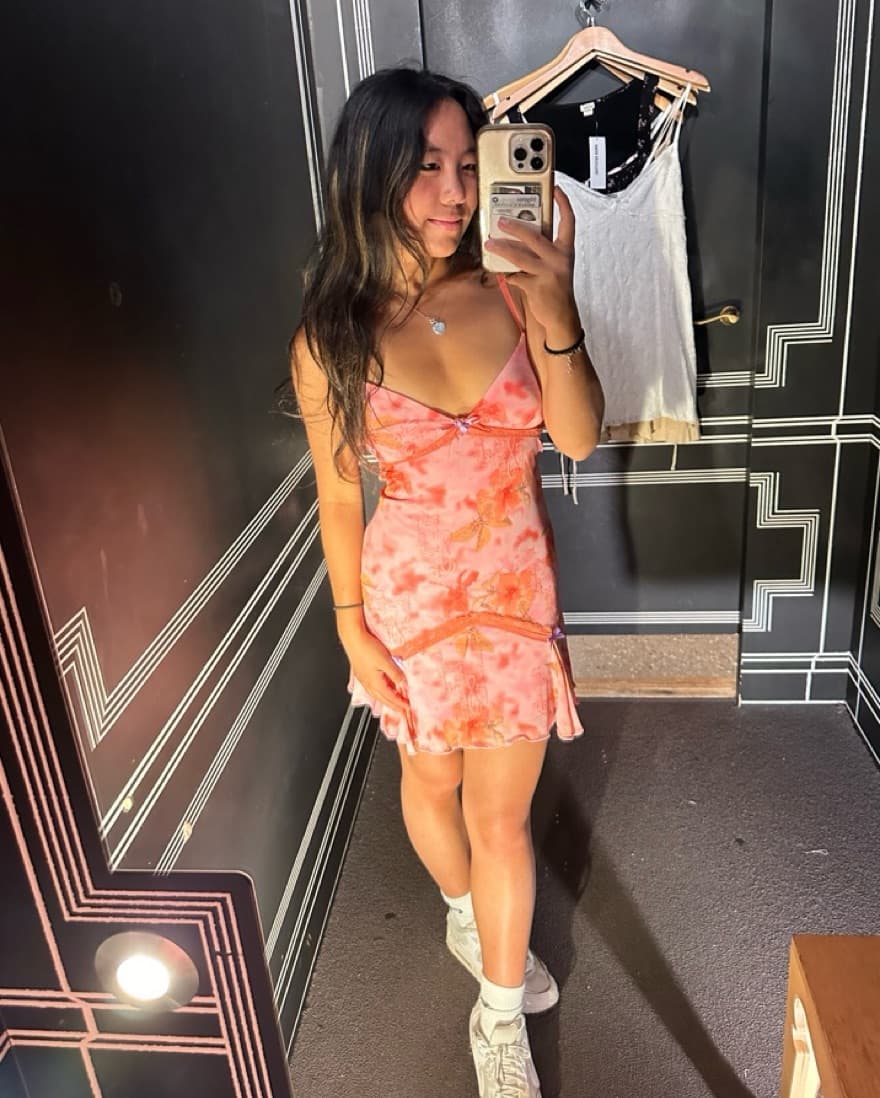 Pink Floral Mini Dress - Image 1