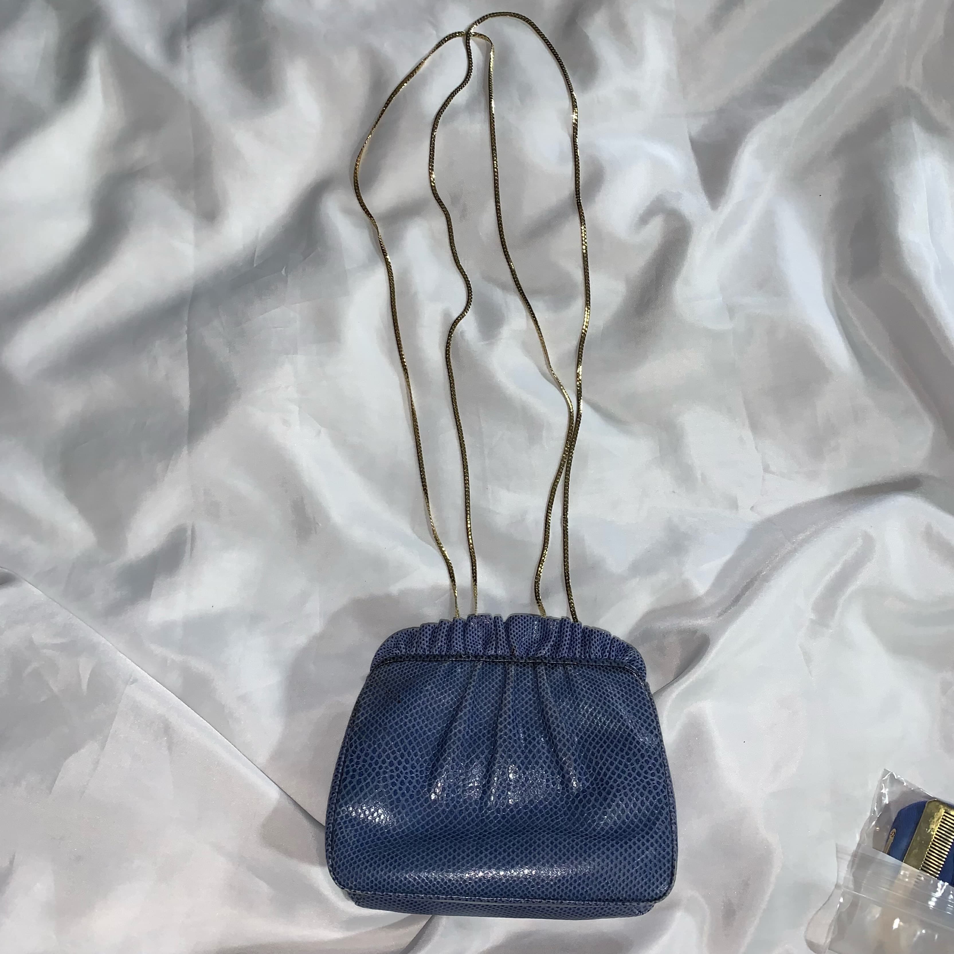 JUDITH LEIBER french blue lizard CLUTCH - Image 4