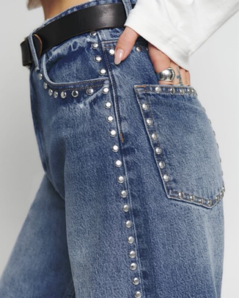 Reformation Studded Blue Jeans - Image 2