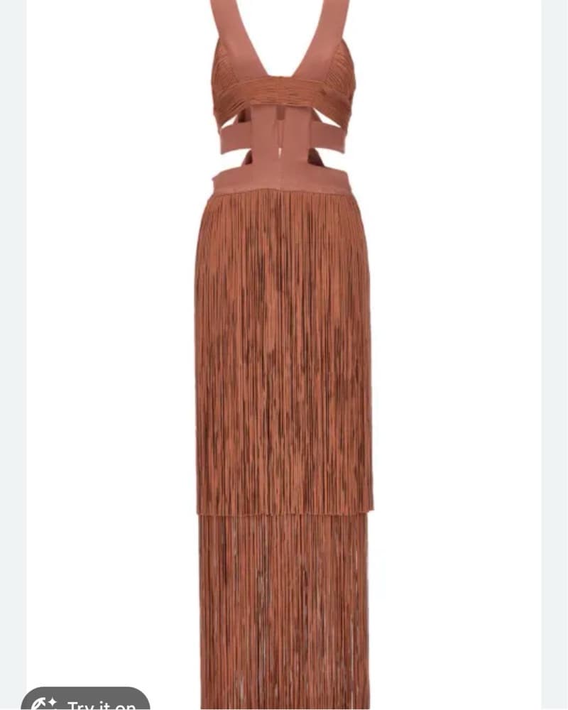 Herve Leger Elegant Fringed Maxi Dress - Image 2
