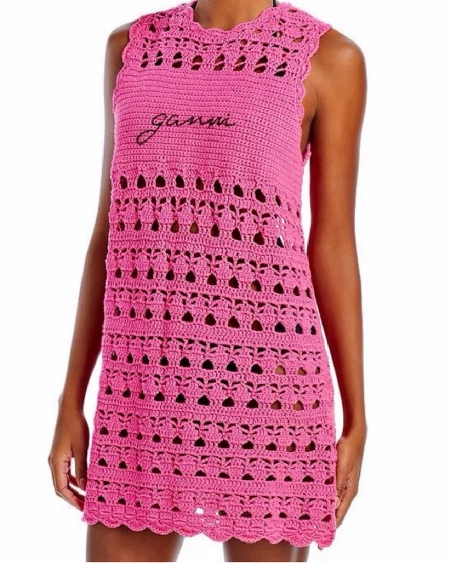 Ganni Pink Crochet Coverup - Image 1