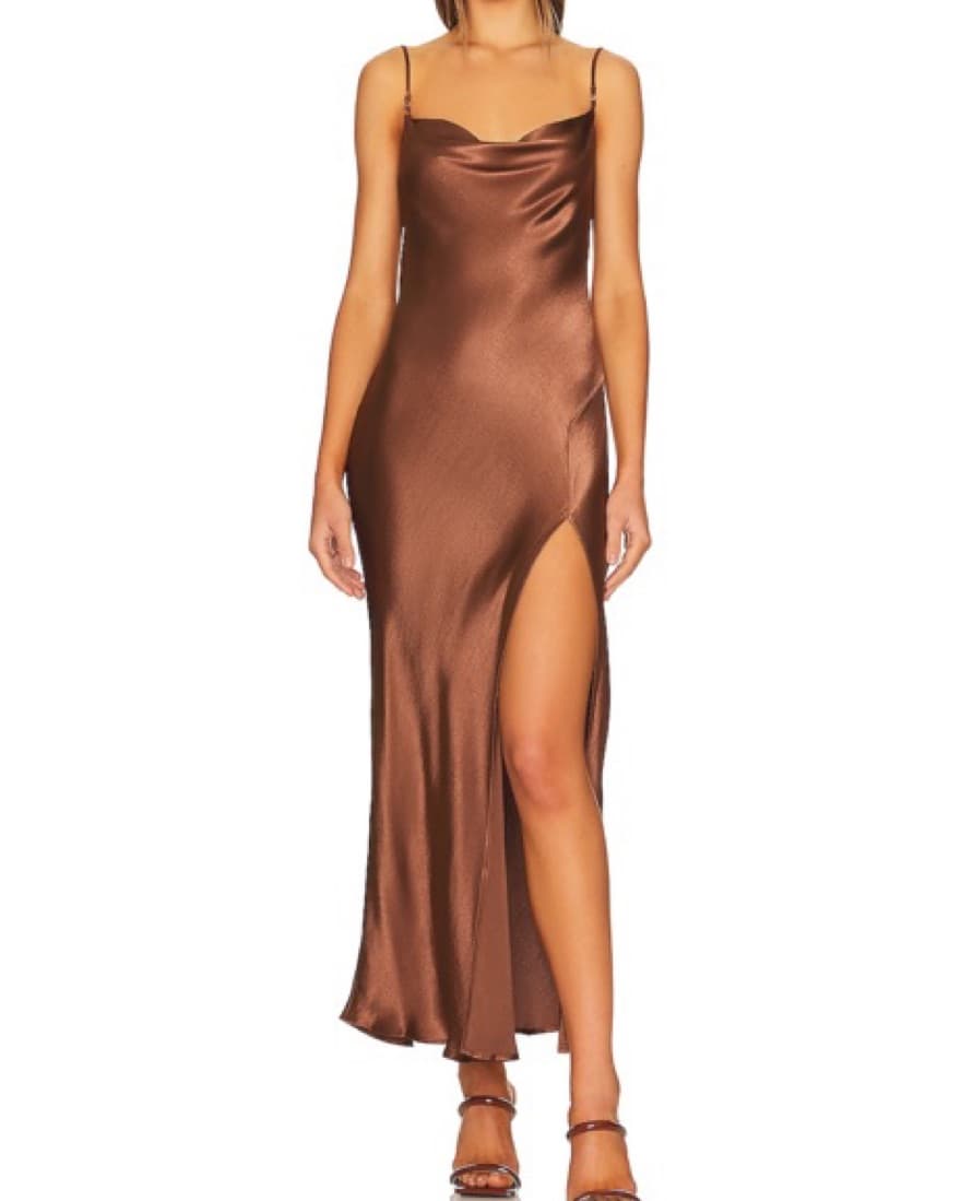 Cowl Maxi Dress Chocolate Brown - Image 3