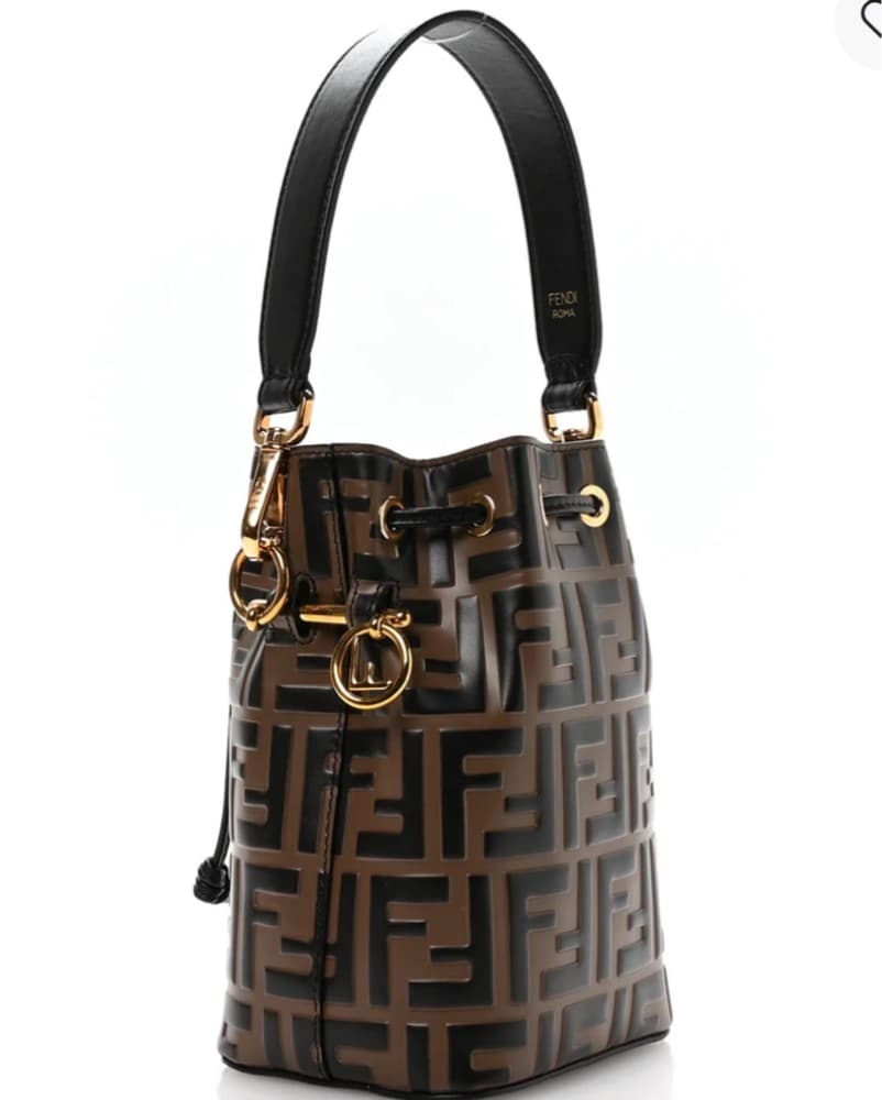 Brown Fendi Leather Monogram Bucket Bag - Image 2