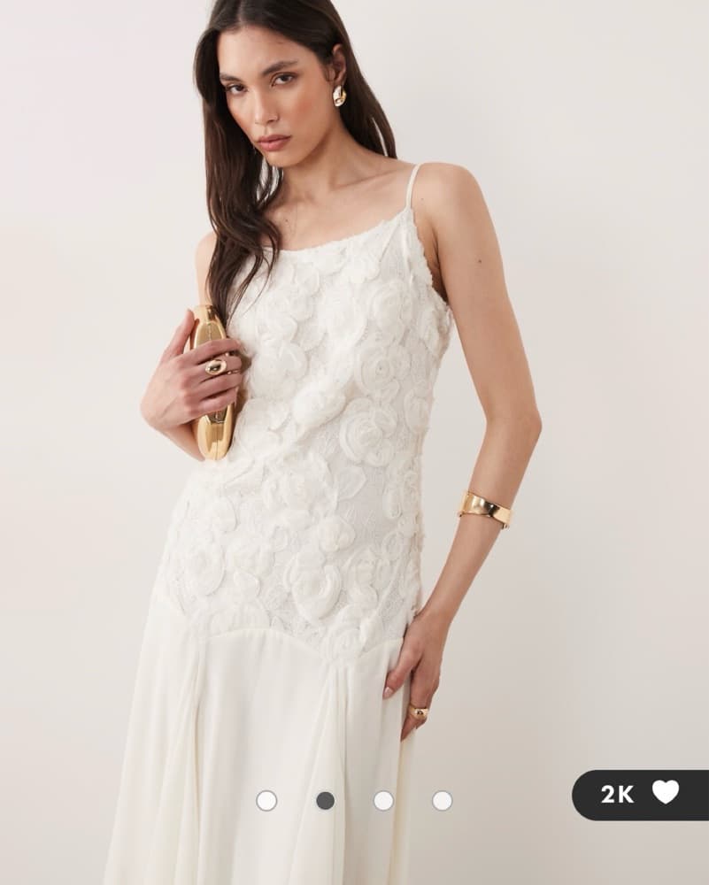YAS floral appliqué dropped waist cami - Image 2