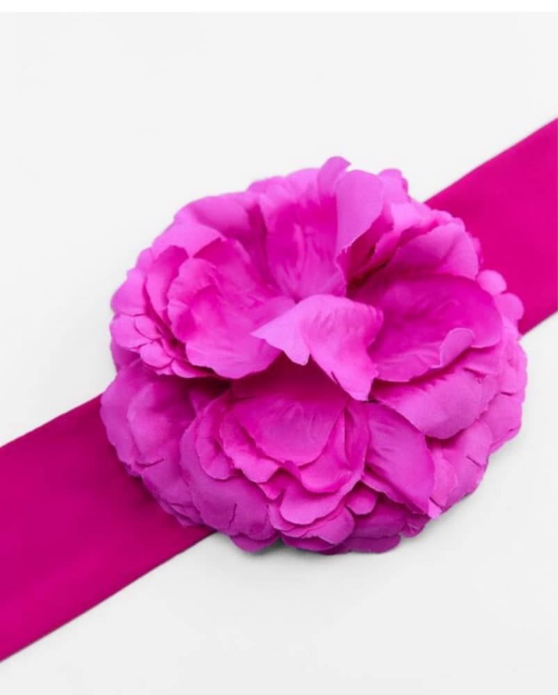 ZARA Pink Floral Appliqué Scarf - Image 1