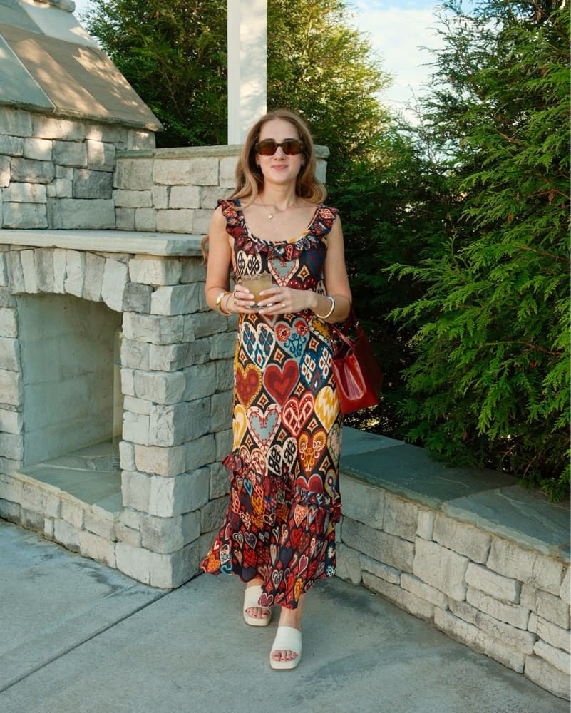 Farm Rio Black Hearts Ikat Dress - Image 2