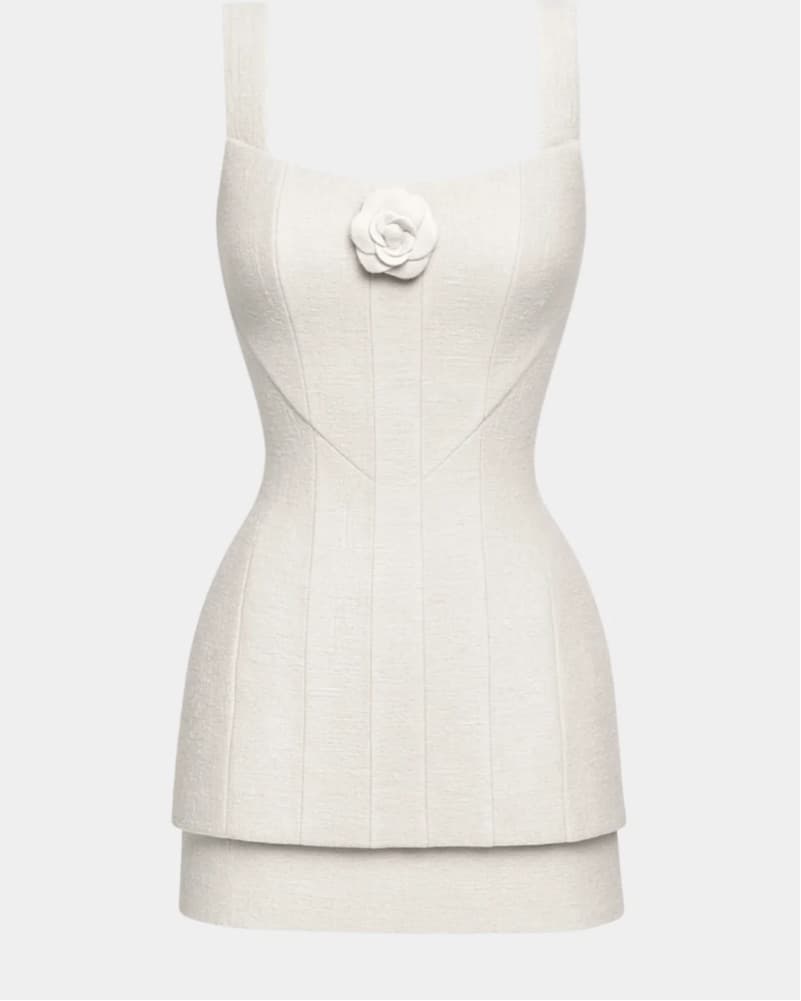 The Boucle Flower Mini Dress - Image 1