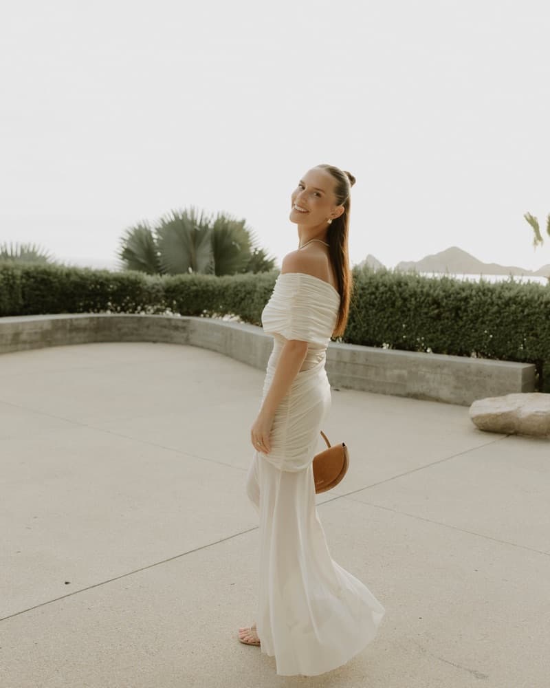 Ivory One Shoulder Mesh Maxi Dress - Image 4