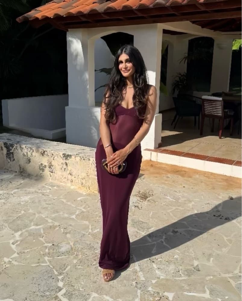Revolve Helsa Sheer Knit Merlot Gown - Image 3