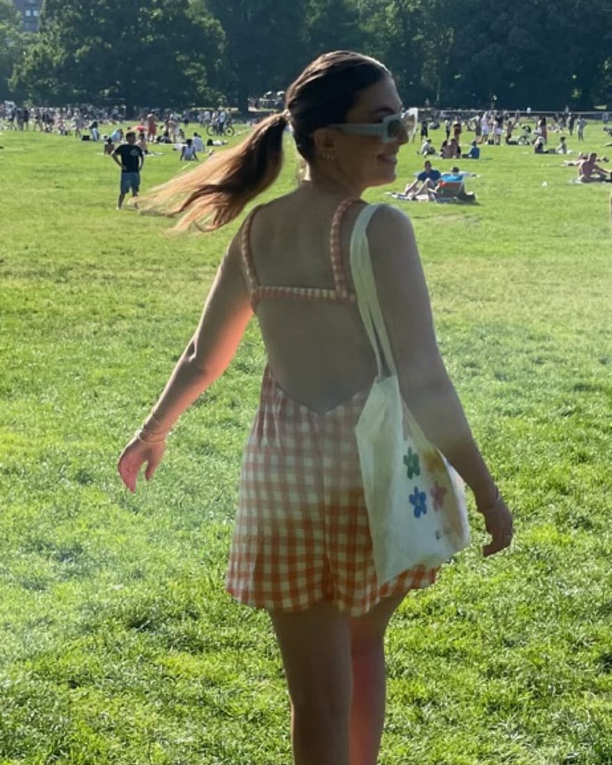 Orange Gingham Backless Romper  - Image 2